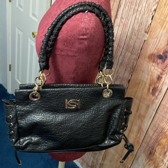 Black Bebe Shoulder Handbag with Silver Hardware Textured Crocodile Purse - Picture 14 of 14